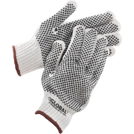 GLOBAL INDUSTRIAL PVC Dot Knit Gloves, Double-Sided, Black, Large, 1-Dozen 708351L